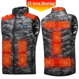 Men's Vests 13 PCS Heated vest Jacket Fashion Men Women Coat Intelligent USB Electric Heating Thermal Warm Clothes Winter Heated Vest 231023