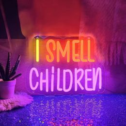 1pc Halloween I Smell Children Neon Signs, Wall Bedroom Decor Neon Signs, Halloween Party Decor Neon Lights, Outdoor House Home Decor, Halloween Background,