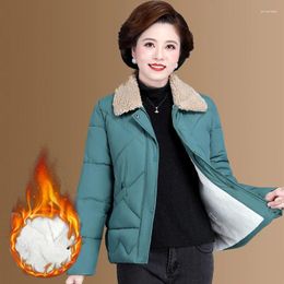 Women's Trench Coats Women Winter Jacket Add Velvet Warm Cotton Parka Wool Collar Thick Middle Aged Elegant Quilted Coat Mom Clothes