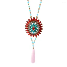 Pendant Necklaces Fashion Beads Chain Multicolor Necklace Long Style Acrylic Charming Women Bohemian Maxi Jewellery