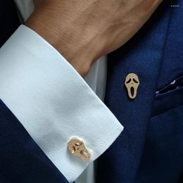 Necklace Earrings Set Men's Skull Cufflinks Brooch Fashion Skeleton Design Gold Colour Stainless Steel Cuff Links Brooches Wholesale & Retail