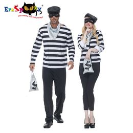 cosplay Eraspooky Halloween Couple Costume Funny Adult Stripe Thief Cosplay Set Prisoner Uniform Carnival Party Purim Fancy Dresscosplay