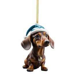 Christmas Decorations Cartoon Cute Dog Car Hanging Home Tree Pendant Decoration Window Ornament Backpack 231023