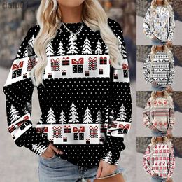 Women's Sweaters Christmas Sweater Everyday Street Round Neck T-shirt Autumn Winter Women's Christmas Trees Print Pullover Fashion Casual TopsL231024