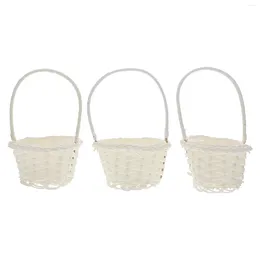 Dinnerware Sets 3 Pcs Mini Flower Pots Rattan Basket Vegetable Baskets Shopping Fruit White Child