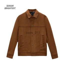 Men's Jackets Men Suede Lapel Jacket Coat Autumn Gentleman High Quality Solid Colour Vintage Jacket For Men YQ231025