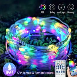 Christmas Decorations 10M LED Remote Control Colourful String Lights Smart Bluetooth APP USB Waterproof Outdoor For Decoration 231025