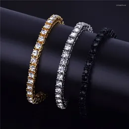 Link Bracelets Hip Hop Bling Iced Out Cubic Zirconia Bracelet Tennis Chain Women Men Row CZ Jewellery Charm