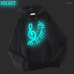 Women's Hoodies Music Note Print Men Women Musicas Sweatshirts Casual Luminous Graphic Pullover Autumn Winter Boys Girls Tops Coats