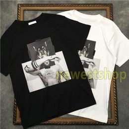 High Quality mens geometry printing t shirt Designer T shirts Camisetas Dog head montage print T-Shirts unsex cotton tee245V