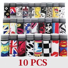 Underpants 10Pcs/Men's Underwear Cartoon Shorts Fun Anime Fashion Printed Boxer Soft Breathable Fabric Men Sexy