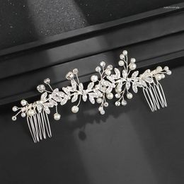 Hair Clips Fashion Gold Silver Colour Pins For Women Bride Two Combs Pearl Crystal Handmade Wedding Accessories