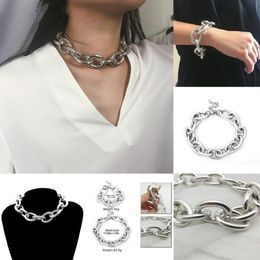 Punk Big Chunky Chain Necklace Ne ba Collar Statement 2021 Steampunk Hip Hop Aluminum Bracelet Anklet Women Jewelry Set Earrings &255Y