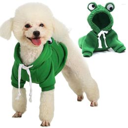 Dog Apparel Hoodie Sweatshirt Puppy Sweaters Coats Cute Green Frog Costume Winter Warm Jacket Pet Cold Weather Clothes Outfit