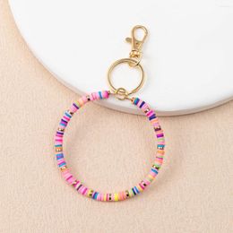 Keychains Bohemian Handmade Clay Keychain Bracelets For Women Girls Fashion Aesthetic Wristlet Charms Bag Pendant Jewelry Gifts