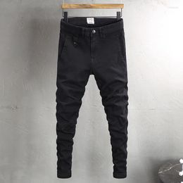 Men's Jeans Fashion Designer Men High Quality Black Stretch Elastic Slim Fit Vintage Korean Style Hip Hop Casual Denim Pants