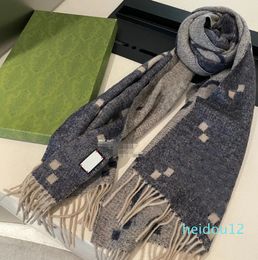 Double Sided Cashmere Jacquard Scarves Soft Touch Wool Scarf Dual Use Long Tassel Shawl