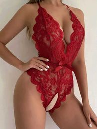 Sexy Set Sexy One Piece Bodysuit for Woman Open Crotchless Teddy Underwear Lingerie Lace Lenceria Erotic Mujer Costumes 230808