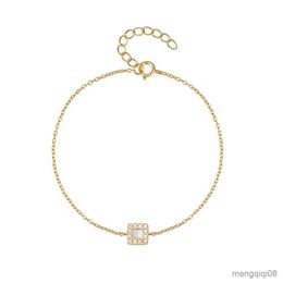 Bangle Gold Colour Elegant Bracelet For Girls Silver Sterling Square Zircon Chain Bracelet 2023 Trend Fine Jewellery Gift R231025
