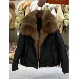 Women s Fur Faux 2023 Fashion Luxury Winter White Goose Jacket Down Natural Silver Collar Real Coat Women Warm Outerwear Streetwear 231025