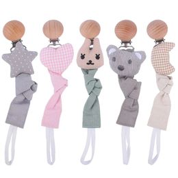 Pacifier Holders Clips# Baby Clip born Lion Animal Linen Cotton Wooden Chain Nipple Soother Dummy Nursing Toy 231025