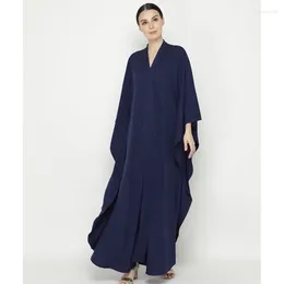 Ethnic Clothing Muslim Dress For Woman Solid Colour Bat Sleeve Middle East Dubai Loose Plus Size Robe Malaysia Turkey Abaya