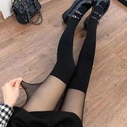 Socks Hosiery Sexy Patchwork Color Women Pantyhose Tights Fake Stockings Thighs High Stocking Black Color Silk Socks Japanese Style JK Sock 231025