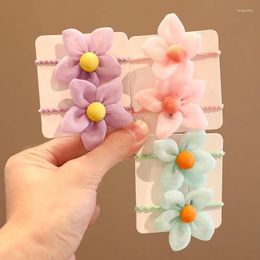 Hair Accessories 2/4/6 Pcs/Set Children Scrunchies Rubber Tie Kids Baby Girls Cute Solid Flower Ornament Elastic Bands