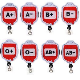 Whole Key Rings Blood Type Medical Nurse Retractable Felt ID Badge Holder Reel With Alligator Clip For Gift261o