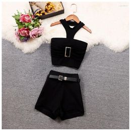 Women's Tracksuits Women's Women Sexy Night Club Short Suit Crop Top And Pant Two Piece Set Ladies Matching Outfit 2023 Summer Party