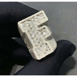 Fine Jewellery Men Finger Initil Ring Iced Out Custom Real Diamond 9k White Gold Jewellery Diamond Letter Ring