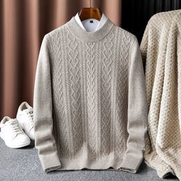 Men's Sweaters Arrival Autumn and Winter 100% Cashmere Sweater Men's Youth Fashion Colour Block Knitwear Thickened High Quality Size S-6XL231023