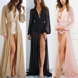 Casual Dresses 2021 Pareo Beach Cover Up Women Dress Solid Bikini Swimwear Robe De Plage Wear Cardigan Bathing Suit340i