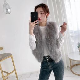 Women's Fur Faux Fur Faux Fur Vest Women Winter Warm Short Waistcoat Korea Fashion Outwear Furry Teddy Bear Coat Ladies Body Warmmer 231024