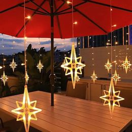 Christmas Decorations EU plug Polaris Curtain Lights LED Courtyard Landscape Decor Day Cross Outdoor Camping Colorful Villa Garden Lamps 231025