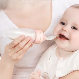 Baby Bottles# Feeding Bottle Silicone born Training Rice Spoon Infant Cereal Food Supplement Feeder Safe Tableware Tools 231025