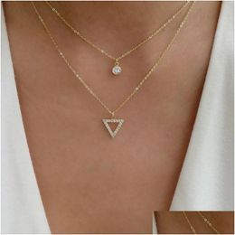 Pendant Necklaces Triangle Pendant Necklace Golden Color Unquie Women Fashion Drop Delivery Dhgarden Otnkh