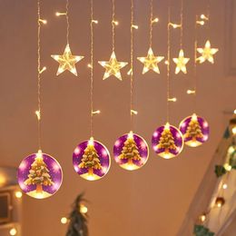 Christmas Decorations Decorative LED Light String Tree Snowflake Colored Indoor Room Atmosphere Curtain Home Decor 231025