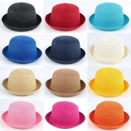 Berets Mistdawn Summer Kids Children Boys Girls Straw Hat Bowler Cap Clothe Beach Sun