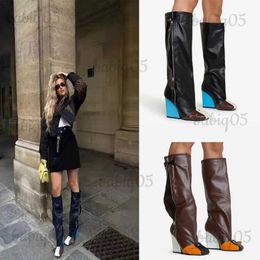 Boots Punk Fan Motorcycle Boots Women's Zipper Thick Sole Knee High Boots European and American Trend Nightclub Party Women's Boots T231025