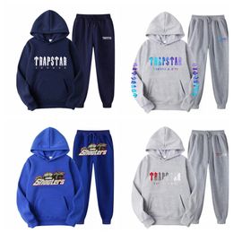 Men's Brand TRAPSTAR Printed Sportswear designer Men 15 Colours Warm Two Pieces Set Loose Hoodie Sweatshirt Pants Jogging Tracksuit TRAPSTAR Hoodie Sweatshirt