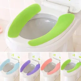 Toilet Seat Covers Universal Cover Soft WC Paste Sticky Pad Washable Bathroom Lid Cushion Solid Colour