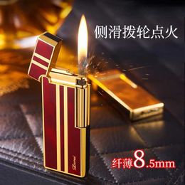 Lighters Ultra-thin New Derry Pocket Portable Inflatable Lighter Grinding Wheel Side Hit Men's Father High-end Gift