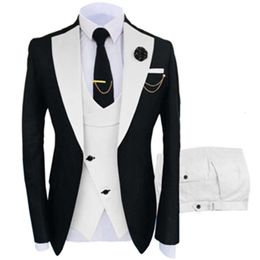 Pcs Set Blazers Jacket Pants Fashion New Men S Casual Boutique Business Oblique Breasted Vest Suit Coat Trousers