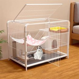 Cat Carriers Home Indoor Pet Cage For Cats And Dogs Balcony House With Toilet Tray Double Layer Villa Cages Modern Products Z