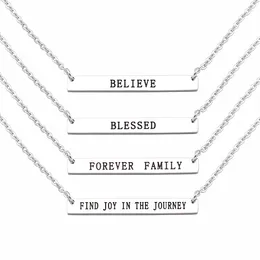 Pendant Necklaces 316L Stainless Steel Curved Mantra Bar Necklace Plate Women Jewellery Match With 20'' Chain