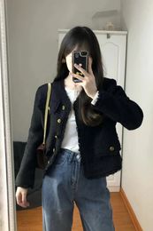 Womens Jackets Women O neck Unique Special Short Tweed Jacket Spring Autumn Style Korean Elegant Gentle Famous Ladys Coat 231025