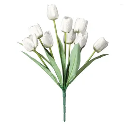 Decorative Flowers Gift Fake Tulips Artificial Flower Bouquet Real Touch Engagement El DIY Party Wedding Table Home Decoration 9 Heads Bud