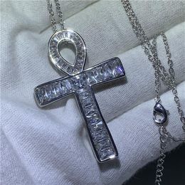 choucong ANKH Cross pendant 925 Sterling silver 5A Cz Stone Chain cross Pendant necklace for Women Men Party Wedding Jewelry329k