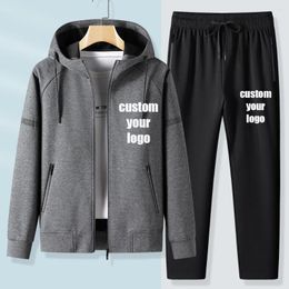 Men's Tracksuits Customized Running Sportswear Set Hoodie Zippered Jacket Autumn And Spring